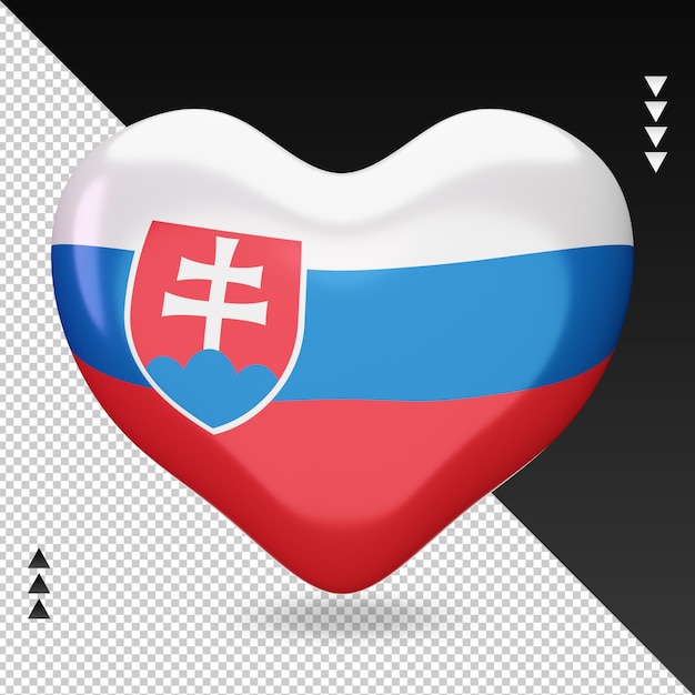 PSD amour drapeau slovaquie foyer 3d rendu vue de face