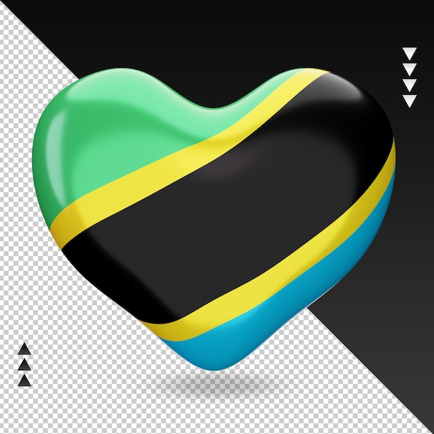 Amour drapeau Tanzanie foyer 3d rendu vue de face