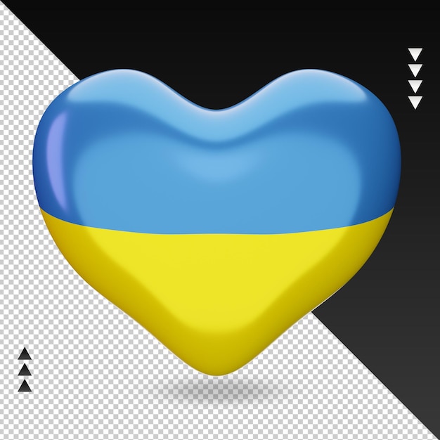 PSD amour drapeau ukraine foyer 3d rendu vue de face