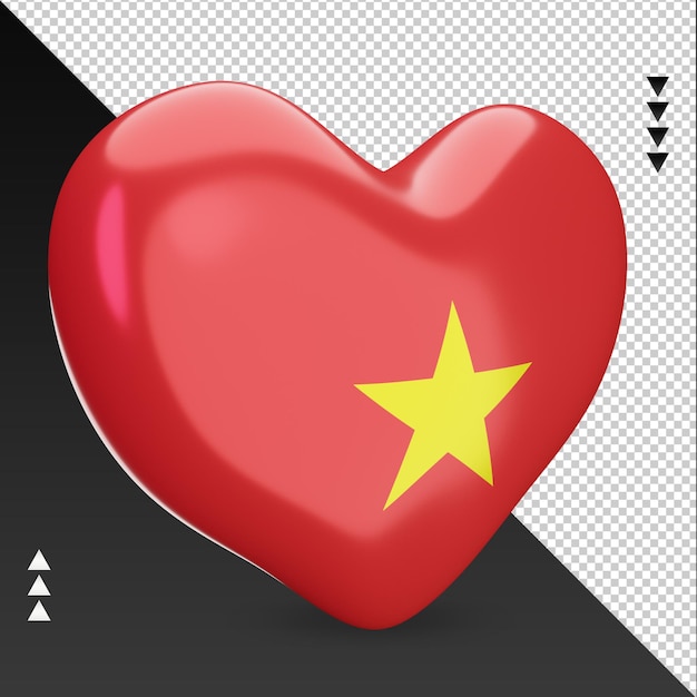 Amour Drapeau Vietnam Foyer 3d Rendu Vue Gauche