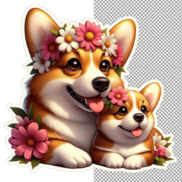 PSD l'amour du chiot en fleur l'autocollant de la mère du chien