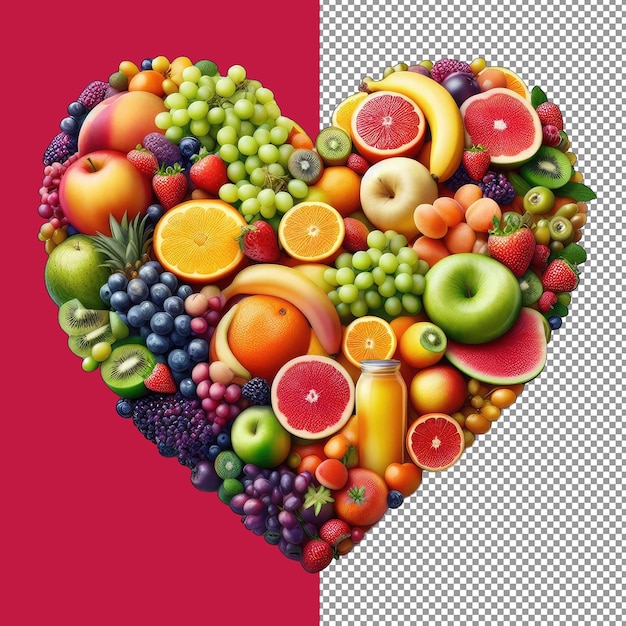 PSD l'amour du fruit en forme de cœur png