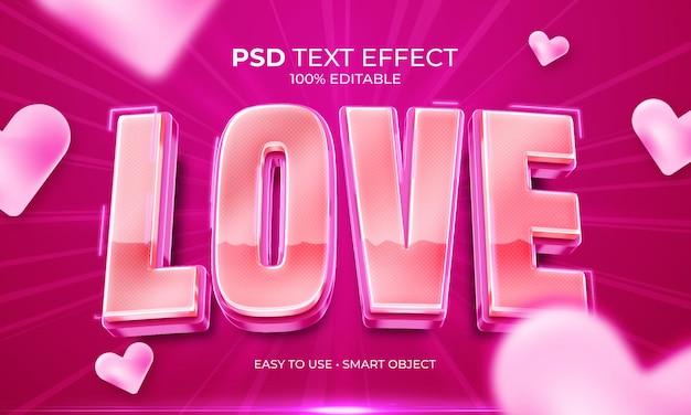 PSD amour effet de texte 3d rose magenta