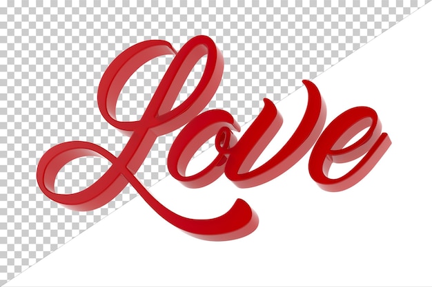 L'amour sur fond blanc Illustration 3D isolée