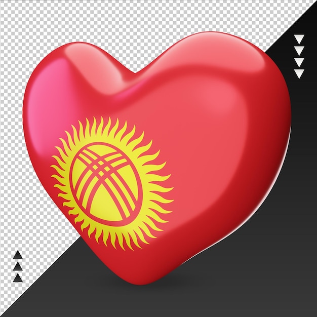 PSD amour kirghizistan drapeau foyer rendu 3d vue de droite