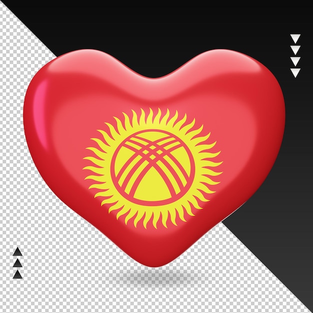 PSD amour kirghizistan drapeau foyer rendu 3d vue de face