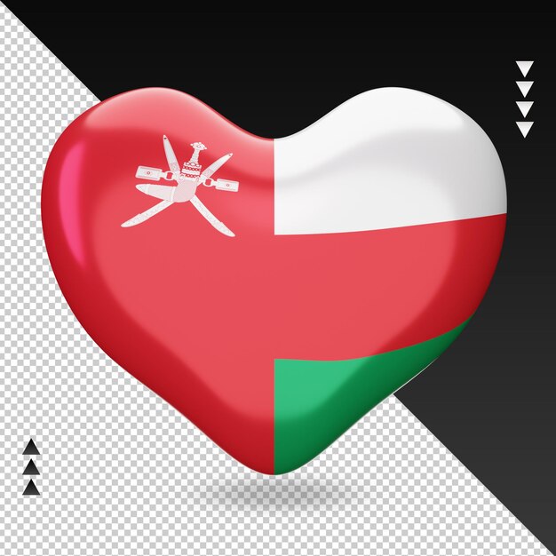 Amour Oman Drapeau Foyer Rendu 3d Vue De Face