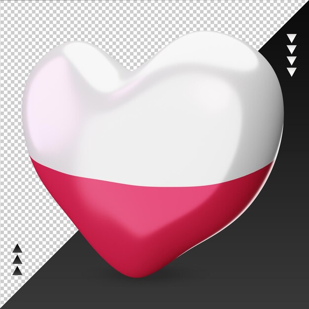 Amour Pologne drapeau foyer rendu 3d vue droite