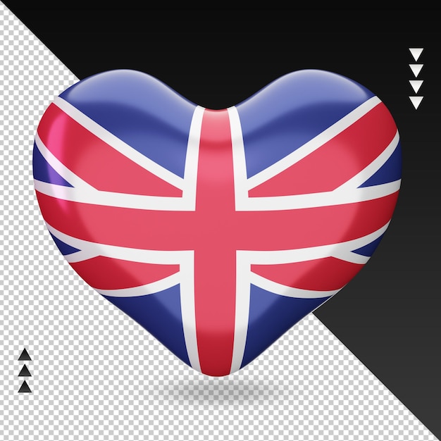 Amour Royaume-Uni drapeau foyer rendu 3d vue de face