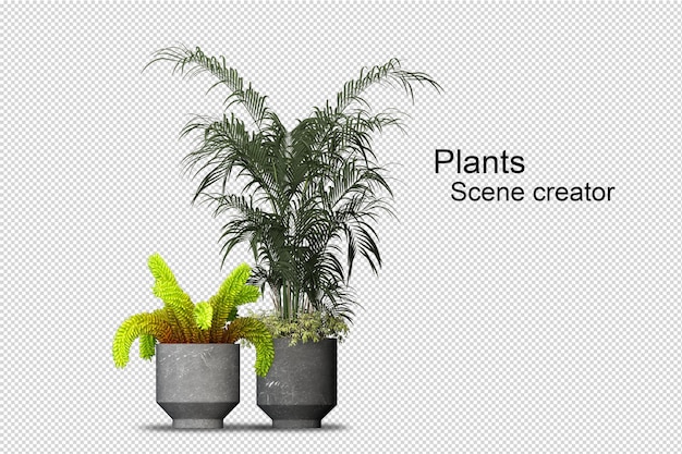 PSD amplia variedad de renderizado de árboles y arbustos.