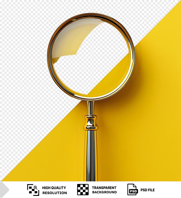 PSD ampliación transparente en un fondo amarillo png psd