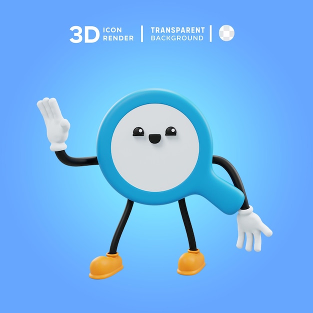 PSD ampliar ilustração de pose de ícone 3d