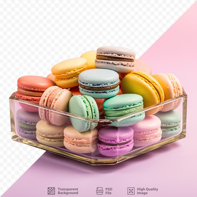 PSD amplie os macarons vibrantes cuidadosamente organizados na caixa