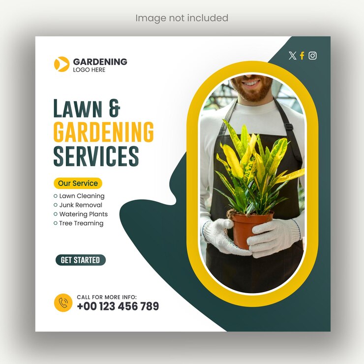 Amplificador de césped Servicios de jardinería Anuncio Instagram diseño de publicaciones en las redes sociales