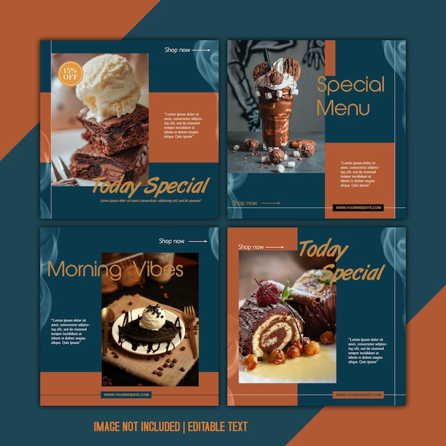 Amplificatore alimentare Gelateria per collezioni di design di modelli di poster sui social media