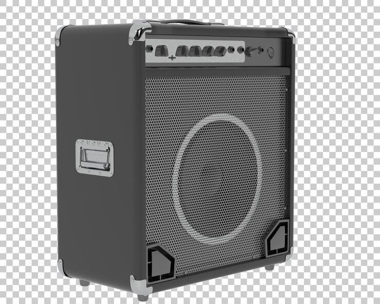 PSD amplificatore per basso su sfondo trasparente 3d rendering illustrazione