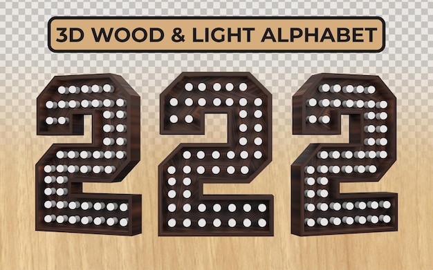 Ampoule blanche en lettres de l'alphabet en bois 3D réalistes