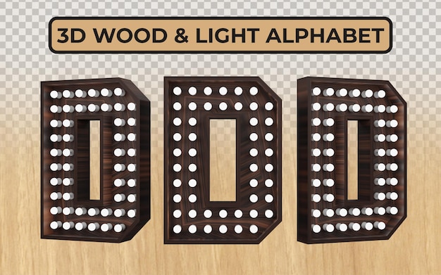 Ampoule Blanche En Lettres De L'alphabet En Bois 3d Réalistes