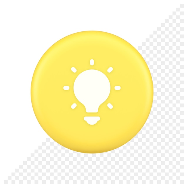 Ampoule Illuminée Innovation Idée Bouton Brainstorming Solution Créative Icône 3d