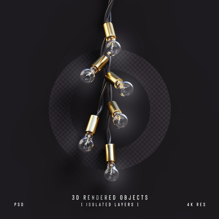 PSD ampoules 3d hanging scène personnalisée isolée sur fond transparent rendu 3d
