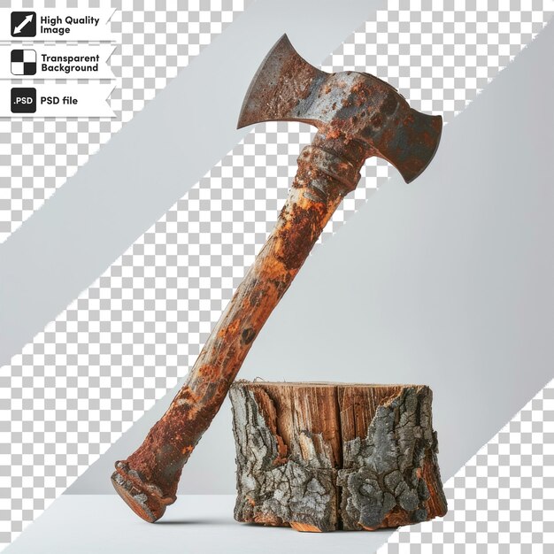 an axe with a log and a log on it