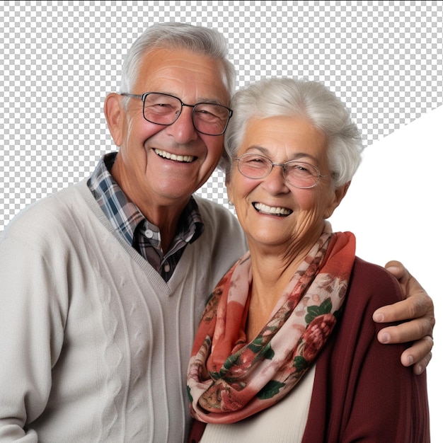 PSD an older couple is smiling and smiling with a smile on their face