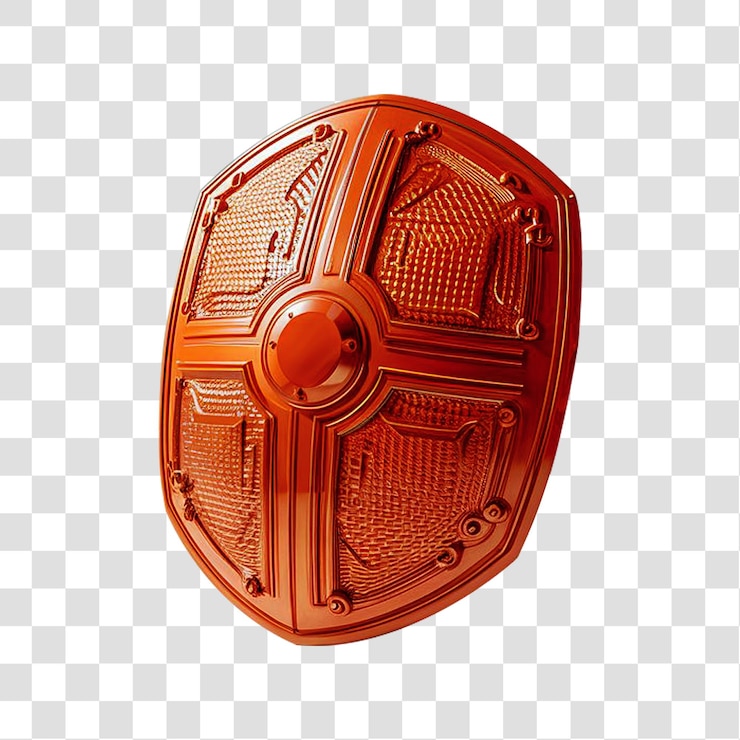 PSD an orange shield isolated on a transparent background