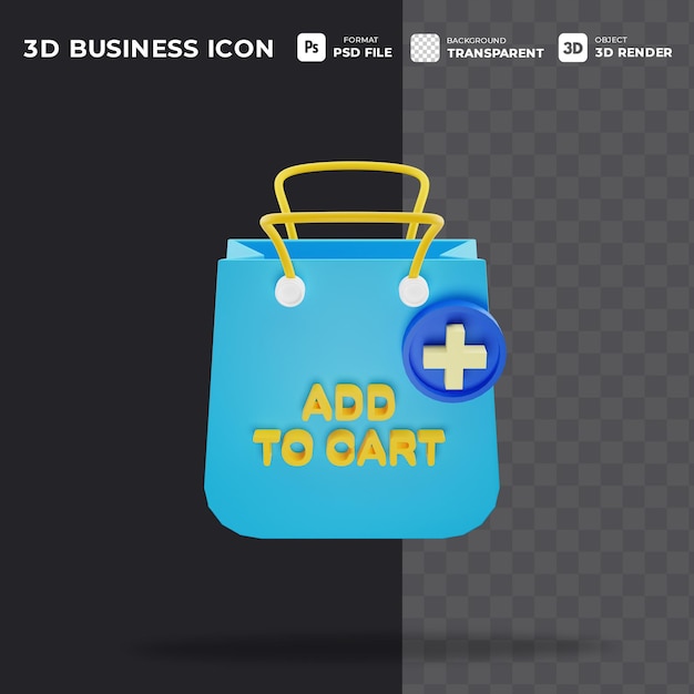 Añadir al carrito 3D icono con fondo transparente para empresas