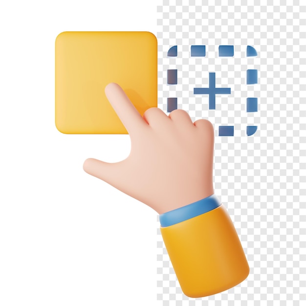 Añadir una ilustración de icono 3D del gesto de la mano en la pantalla