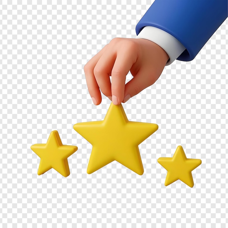 PSD añadir o quitar a mano la estrella de calificación aislada en bg transparente