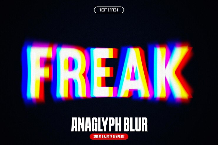 PSD anaglyph blur text effect