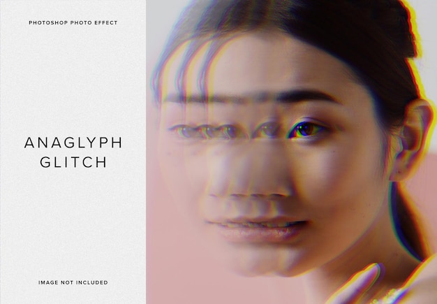 Anaglyphen-Glitch-Bildeffekt-Mockup