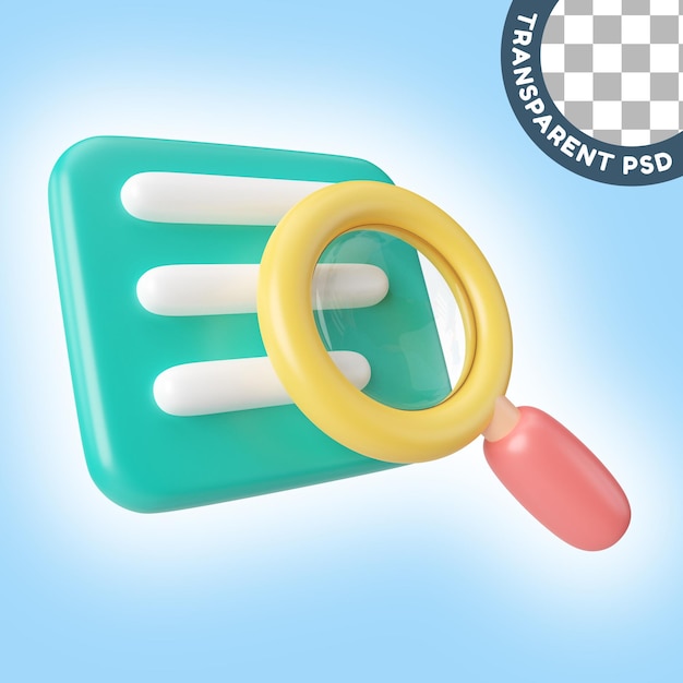 PSD analisar ícone de ilustração 3d