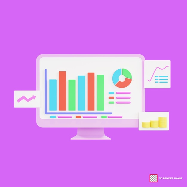 análise de dados de marketing digital de renderização 3D