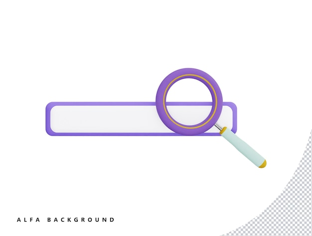 Análise de pesquisa de pesquisa de descoberta de lupa com estilo minimalista de desenho animado de ícone vetorial 3d