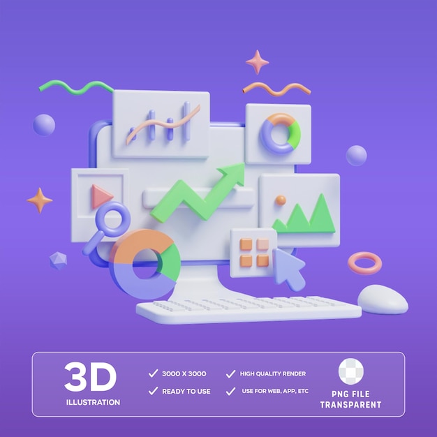 Análise SEO PSD Ilustração 3D
