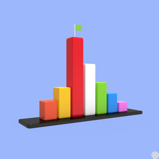 Analisi di dati 3D Bar finanze crescita grafico di successo aziendale illustrazione isolata