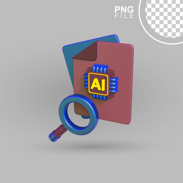 Analisi di file di intelligenza artificiale Progettazione di icone 3D