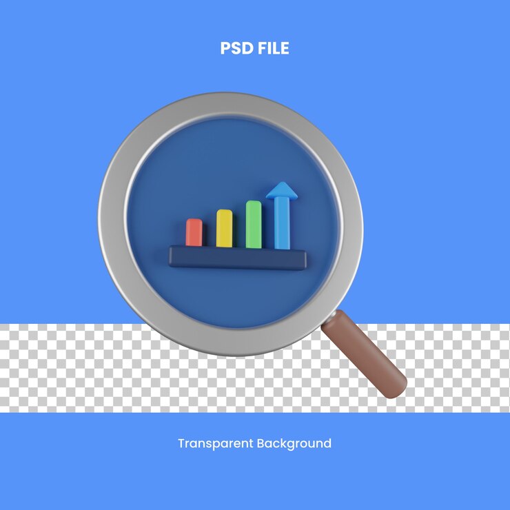 PSD análisis de búsqueda representación 3d icono ilustración análisis