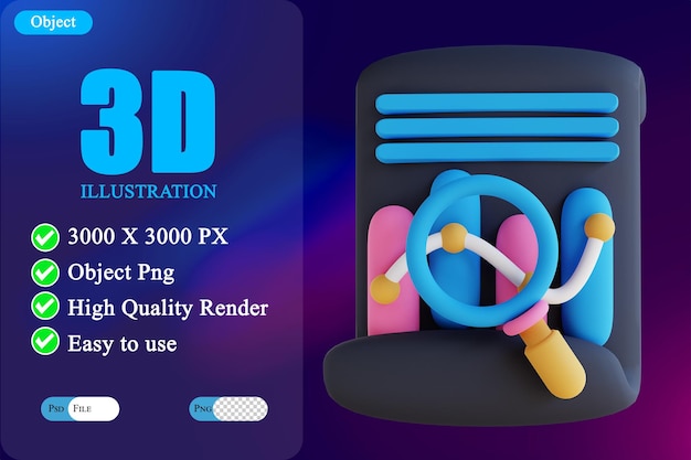 Análisis de datos de búsqueda de ilustración 3d 2