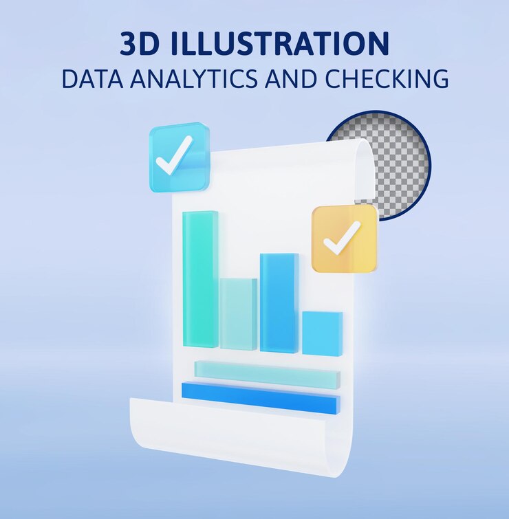 PSD análisis de datos y comprobación de la ilustración de representación 3d