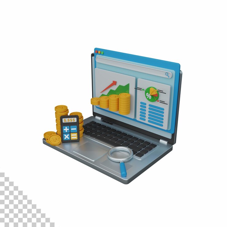 PSD análisis financiero de representación 3d aislado útil para la tecnología de la economía empresarial y el diseño financiero