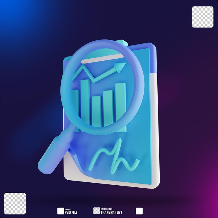 PSD análisis de gráfico de colores suaves de ilustración 3d 3