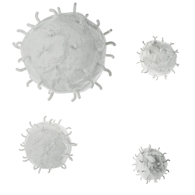 Análisis de icono realista de glóbulos blancos en 3D. Ilustración médica de leucocitos aislados en png transparente