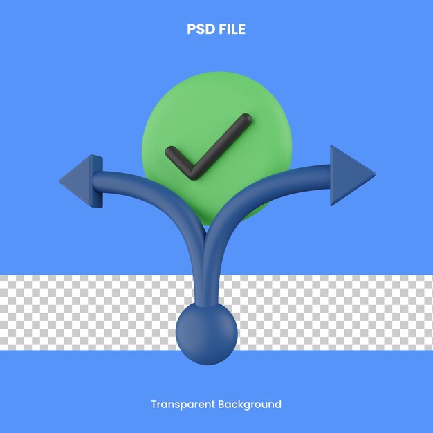 PSD análisis de ilustración de icono de representación 3d de toma de decisiones