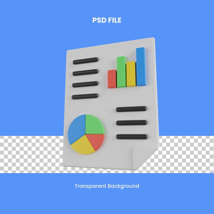 PSD análisis informe 3d renderizado icono ilustración análisis