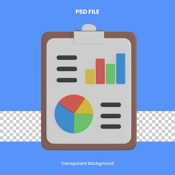 PSD análisis informe 3d renderizado icono ilustración psd análisis
