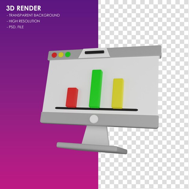 PSD análisis de marketing de iconos 3d.