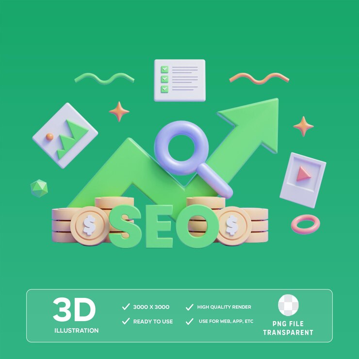 PSD análisis seo de psd y ilustración en 3d