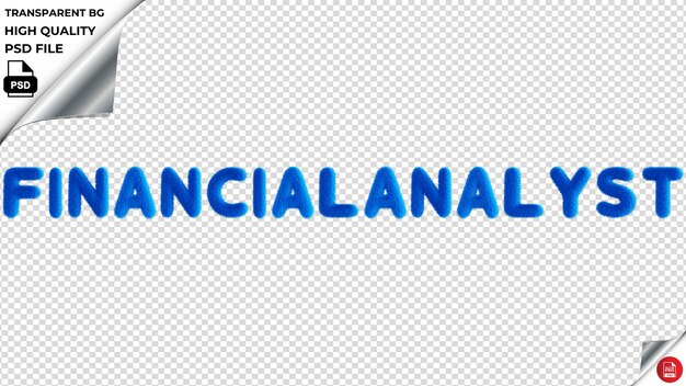 Analista financiero tipografía azul fluffy texto psd transparente